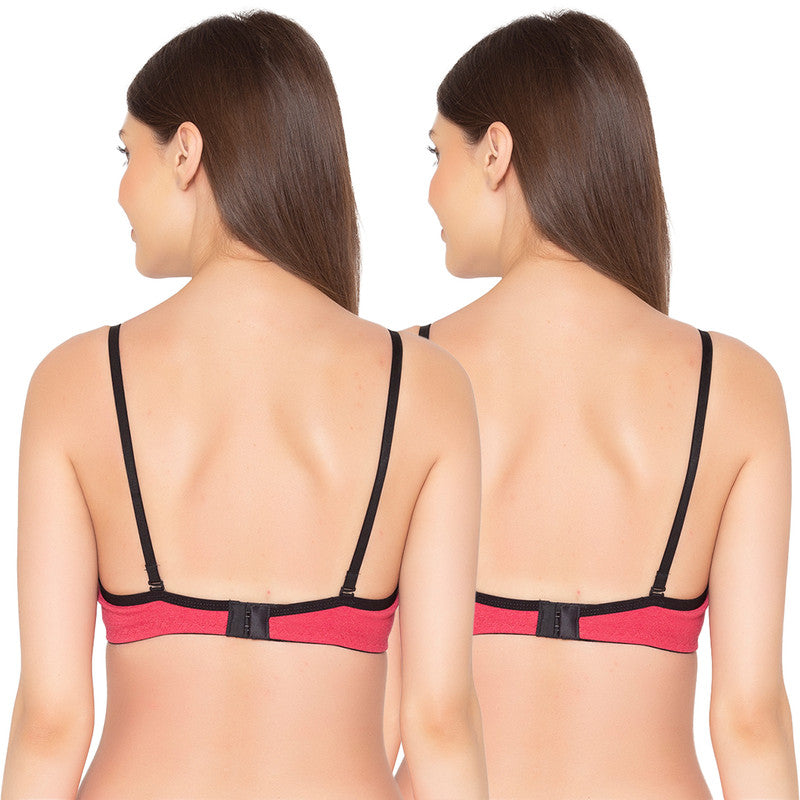 Groversons Paris Beauty Women's Pack of 2 Padded, Non-Wired, Seamless T-Shirt Bra (COMB32-RED)