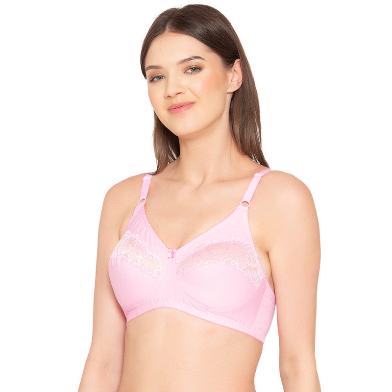 Groversons Paris Beauty  Women’s cotton, full coverage, non-padded, non-wired bra (COMB02-ROSE & BLACK)