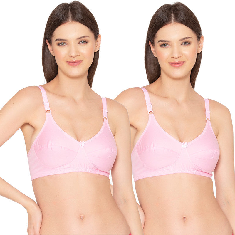 Groversons Paris Beauty Pack of 2 Full Support Non Padded Non Wired Plus Size Basic Bra (COMB27-Rose)