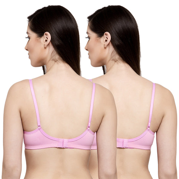 Groversons Paris Beauty Women's Pack of 2 Padded, Non-Wired, Seamless T-Shirt Bra (COMB33-Rose)