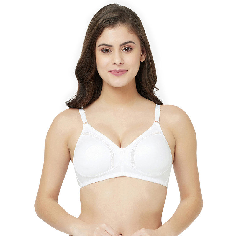 Groversons Paris Beauty Women's Full Coverage, Non-Padded, Non-Wired Bra (BR109-WHITE)