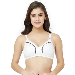 Groversons Paris Beauty Women's Full Coverage, Non-Padded, Non-Wired Bra (BR109-WHITE-BLACK)