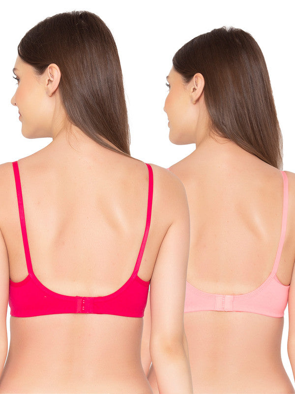 Women’s Pack of 2 seamless Non-Padded, Non-Wired Bra (COMB09-MAGENTA & STRAWBERRY)