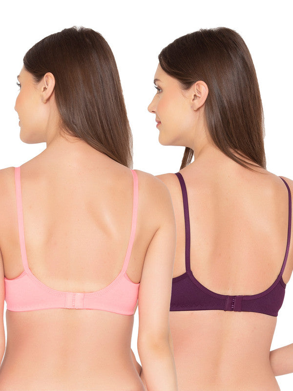 Women’s Pack of 2 seamless Non-Padded, Non-Wired Bra (COMB09-STRAWBERRY & WINE)