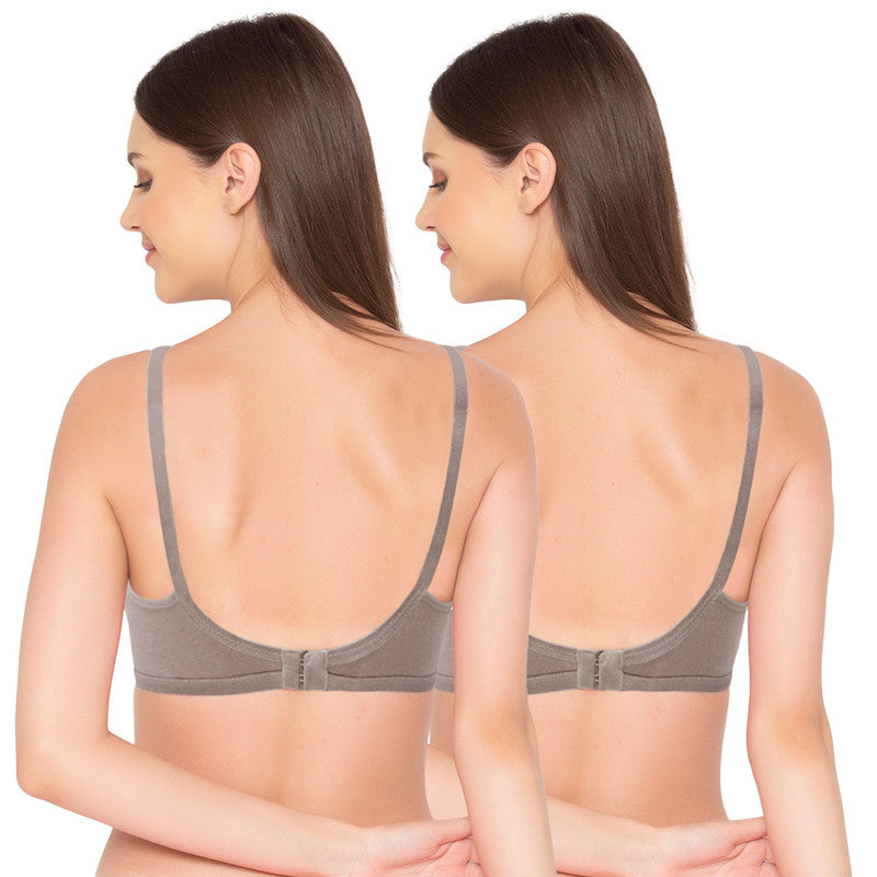 Groversons Paris Beauty Women's Pack of 2 Non-Padded, Non-Wired, Multiway, T-Shirt Bra , Moulded Bra (COMB35-SHADOW GREY)
