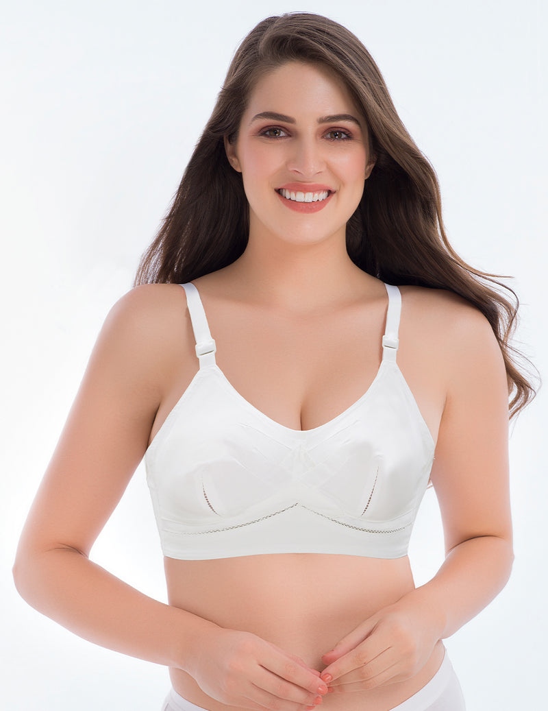 Buy Tanishqa Julia Women's Cotton Chikan Non Padded Non Wired Shapeup Broad  Belt Full Coverage Bra Online at desertcartIsrael
