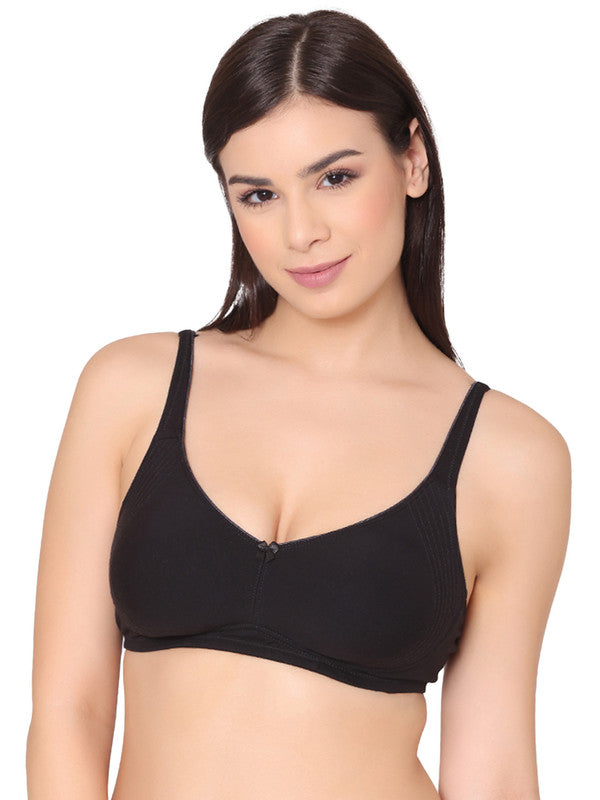 Women's Non-padded Non-wired Side Support Encircled Bra (BR132-BLACK)