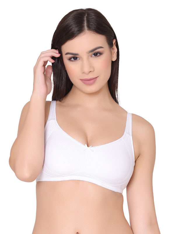 Women's Non-padded Non-wired Side Support Encircled Bra (BR132-WHITE)