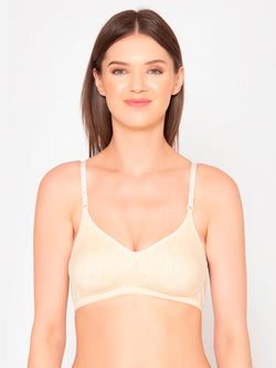 Groversons Paris Beauty Women's Cotton Dobby design fabric, Non-Padded, Non-wired, Full-Coverage, T-shirt Bra, (BR047-SKIN)