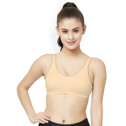 Groversons Paris Beauty Women's  Padded Non-Wired Sports Bra (BR170-SKIN)