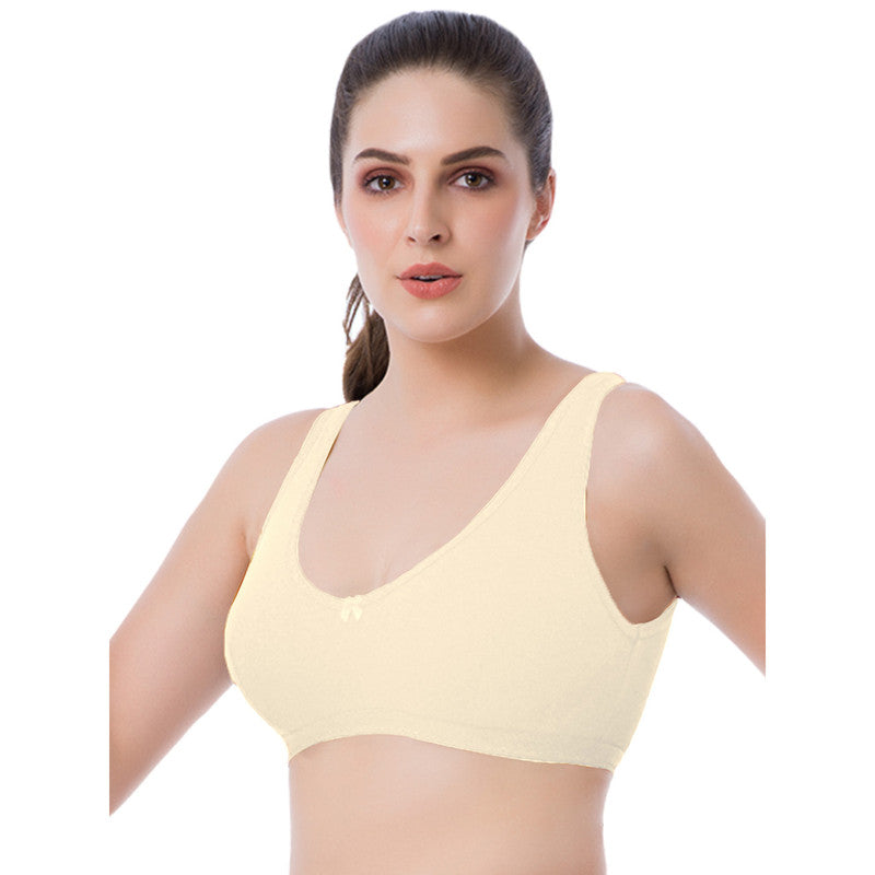 Groversons Paris Beauty Women's Non-Padded Non-Wired Seamed Full Coverage Sports Bra (BR161-SKIN)