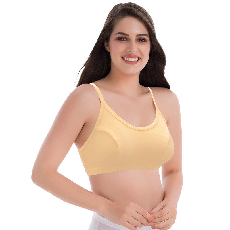 Groversons Paris Beauty Women's Non-Padded Non-Wired Seamed Full Coverage Sports Bra (BR163-SKIN)