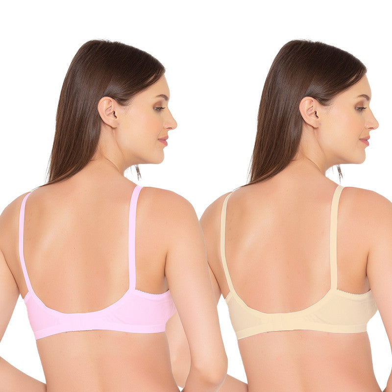 Groversons Paris Beauty Women's Poly Cotton bra ,Non-Padded-Non-Wired Full coverage bra (COMB23-SKIN-PINK)
