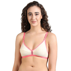 Groversons Paris Beauty Women's Polycotton Non-Padded Wire-less Bra(BR064-SKIN-ROSE)
