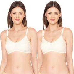 Groversons Paris Beauty Pack of 2 Full Support Non Padded Non Wired Plus Size Basic Bra (COMB27-Skin)