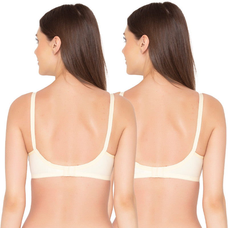Groversons Paris Beauty Pack of 2 Full Support Non Padded Non Wired Plus Size Basic Bra (COMB27-Skin)