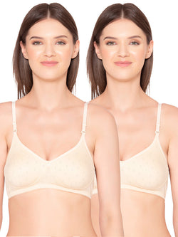 Groversons Paris Beauty Women's  Pack of 2 Cotton Dobby design fabric, Non-Padded, Non-wired, Full-Coverage, T-shirt Bra, (COMB36-C11-C11)