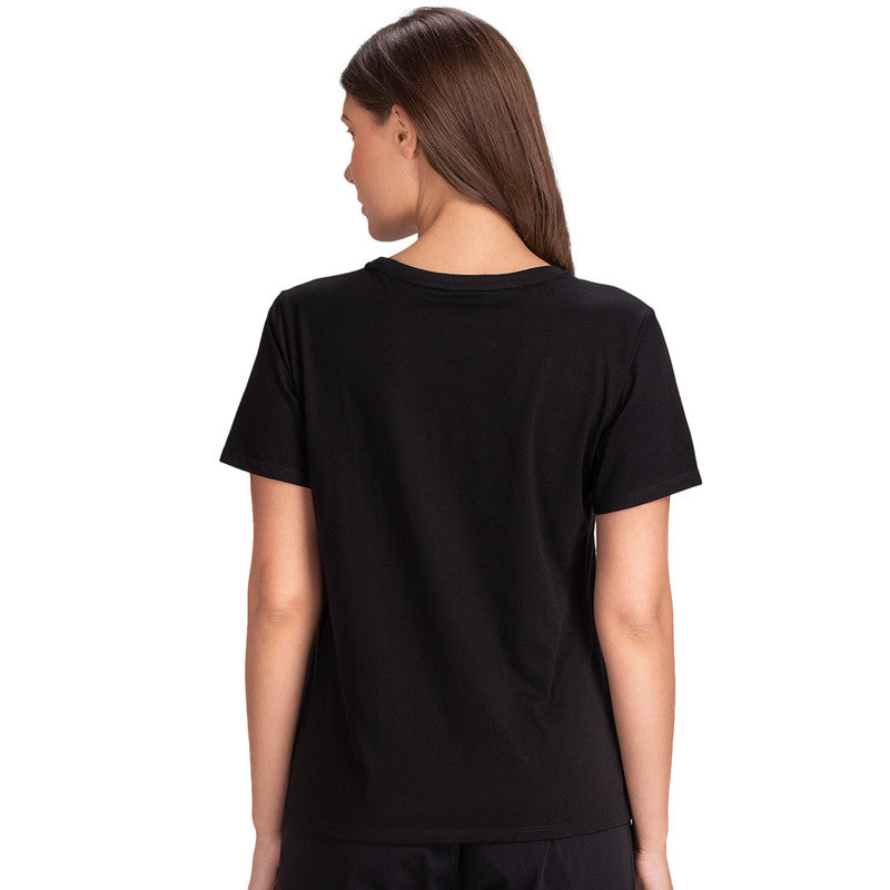 Groversons Paris Beauty Women’s Cotton Rich Vector Crew Neck Design T-Shirt  Combo (COMTSHIRT39- BLACK & BLACK)