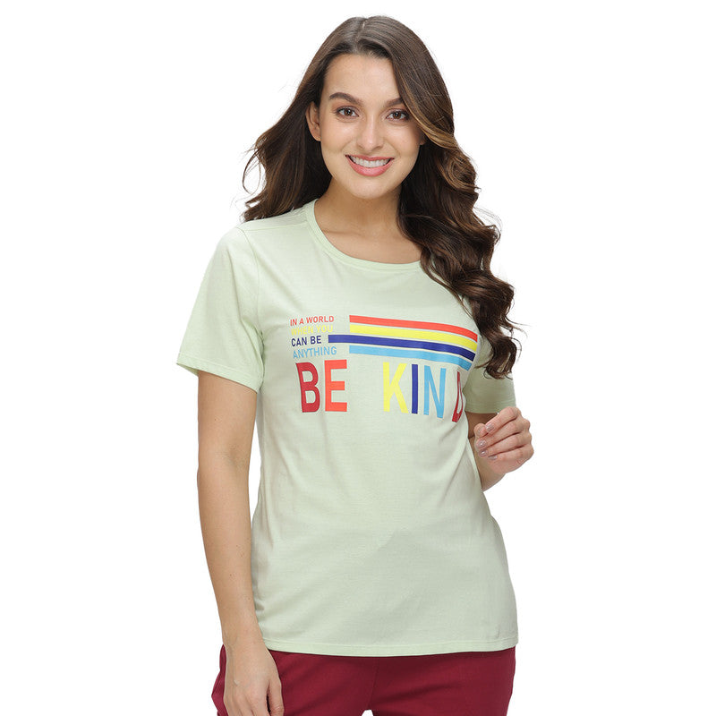 Groversons Paris Beauty Women’s Cotton Rich Vector Crew Neck Design T-Shirt Combo (COMTSHIRT38- LIGHT PARROT GREEN & LIGHT PARROT GREEN)