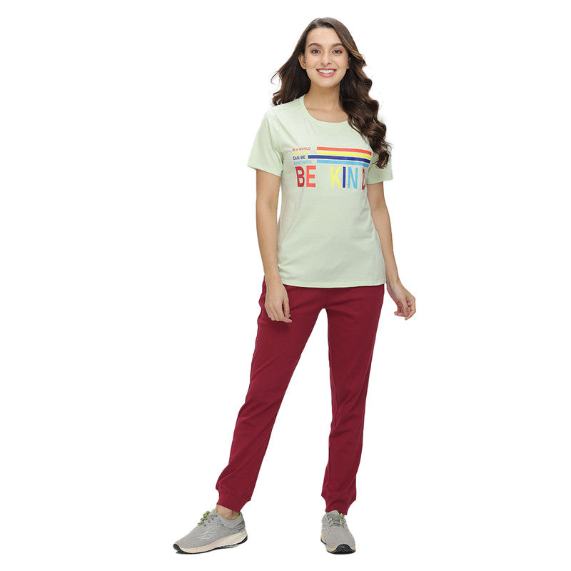 Groversons Paris Beauty Women’s Cotton Rich Vector Crew Neck Design T-Shirt Combo (COMTSHIRT38- LIGHT PARROT GREEN & LIGHT PARROT GREEN)