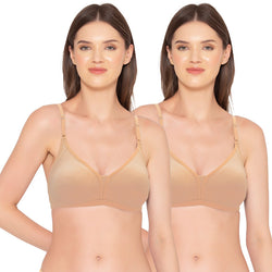 Groversons Paris Beauty Women's Pack of 2 Non-Padded, Non-Wired, Multiway, T-Shirt Bra , Moulded Bra (COMB35-TOASTED ALMOND)