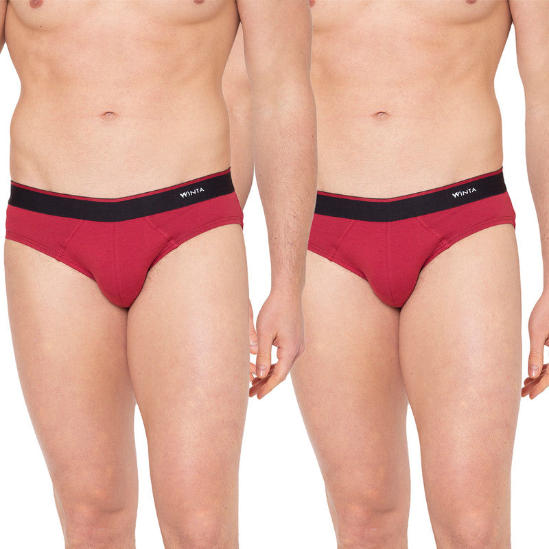 Groversons Paris Beauty Men's Pack of 2 Top Elastic Brief (RED & RED)