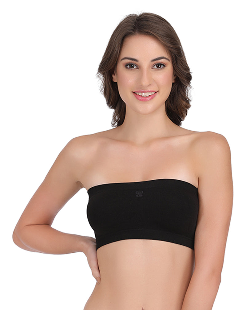 Women's Wirefree Padded Micro Touch Nylon Elastane Stretch Full Coverage  Bandeau Bra with Removeable Pads and Detachable Transparent Straps -  Classic
