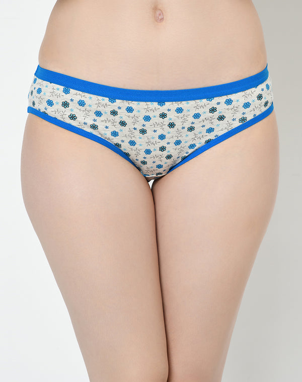 Assorted Contrast Color Printed Cotton Bikini Low Waist Panties - Set of 3