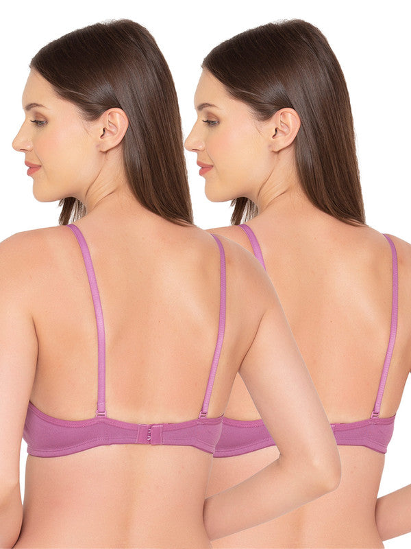 Women’s Pack of 2 seamless Non-Padded, Non-Wired Bra (COMB10-VIOLET)