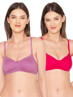 Women’s Pack of 2 seamless Non-Padded, Non-Wired Bra (COMB10-MAGENTA & VIOLET)