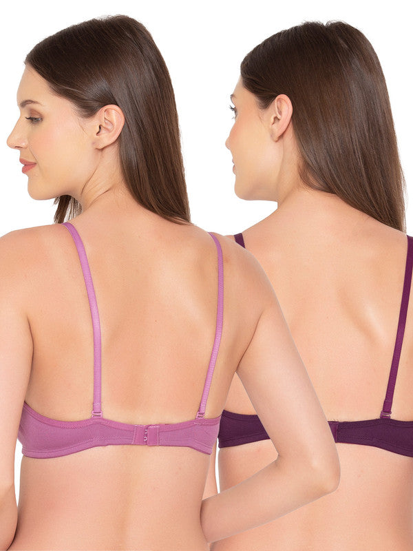 Women’s Pack of 2 seamless Non-Padded, Non-Wired Bra (COMB10-VIOLET & WINE)