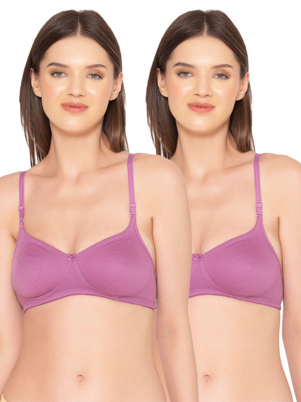 Women’s Pack of 2 seamless Non-Padded, Non-Wired Bra (COMB10-VIOLET)
