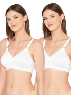Women’s Pack of 2 cotton rich Non-Padded Wireless smooth super lift full coverage Bra (COMB01-WHITE)