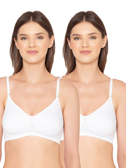Women's Pack of 2 seamless Non-Padded, Non-Wired Bra (COMB03-WHITE)