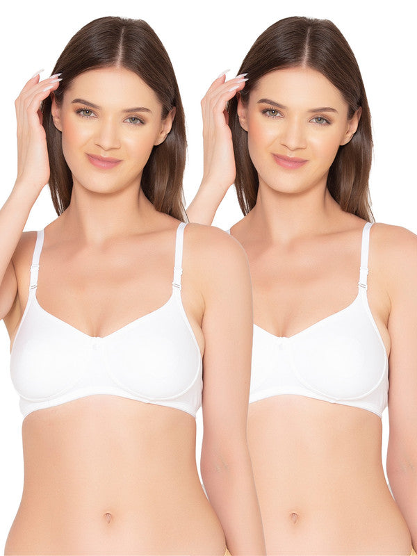 Women’s Pack of 2 seamless Non-Padded, Non-Wired Bra (COMB10-WHITE)