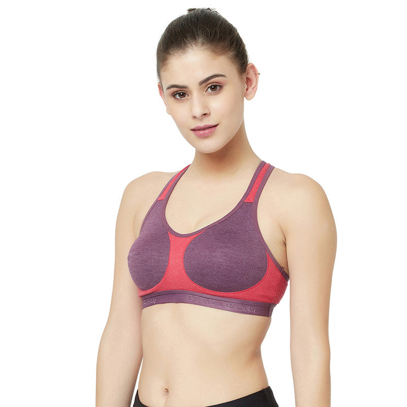 Groversons Paris Beauty Women's Non-Padded Non-Wired Racer Back Sports Bra (BR172-WINE-RED)