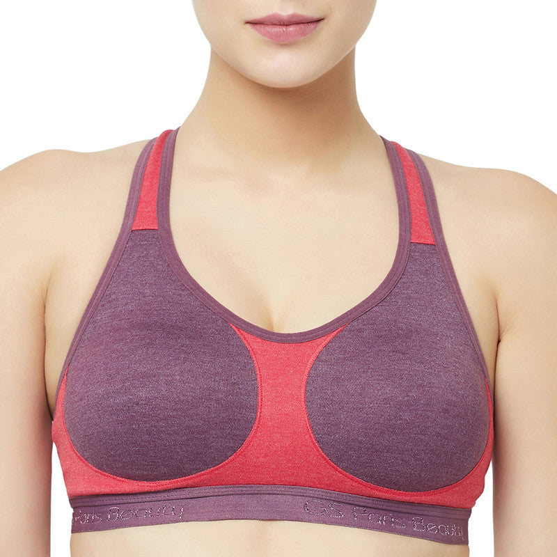 Groversons Paris Beauty Women's Non-Padded Non-Wired Racer Back Sports Bra (BR172-WINE-RED)