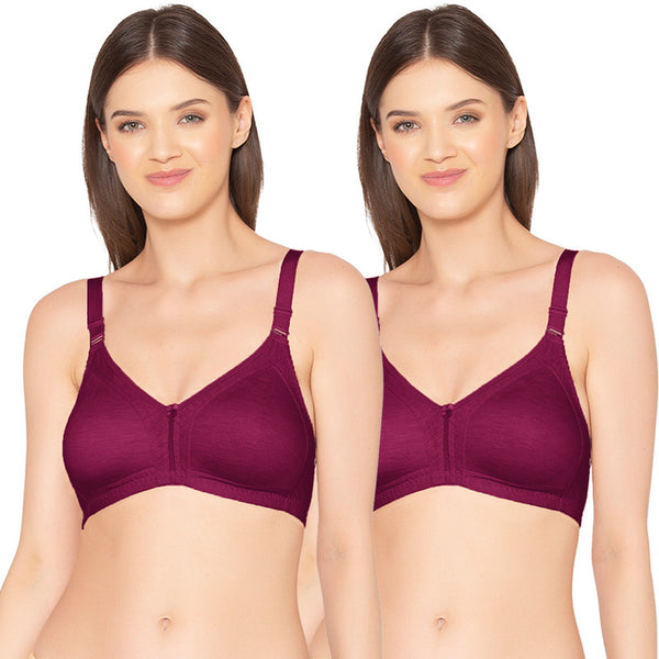 Groversons Paris Beauty Women's Full Coverage and Non- Padded Supima Cotton spacer and Minimiser Bra (COMB08-WINE)
