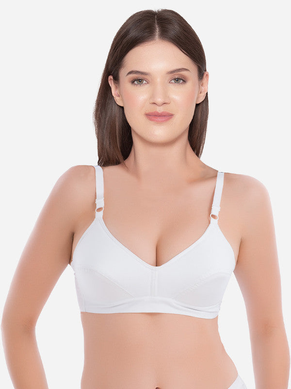 Groversons Paris Beauty Women's Cotton Non Padded Non-Wired Push-up Bra (BR193-WHITE)