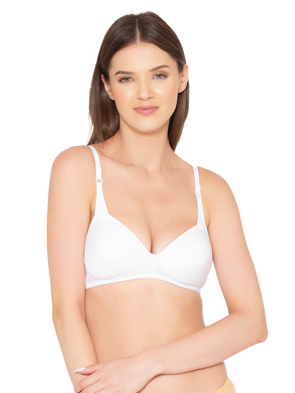 Groversons Paris Beauty Women's Pack of 2 Padded, Non-Wired, Seamless T-Shirt Bra (COMB25-RED & WHITE)