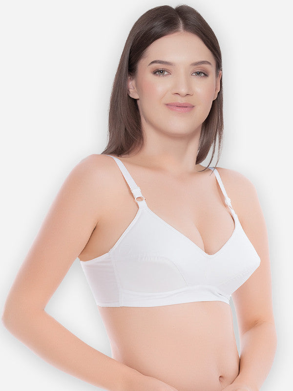 Groversons Paris Beauty Women's Cotton Non Padded Non-Wired Push-up Bra (BR193-WHITE)