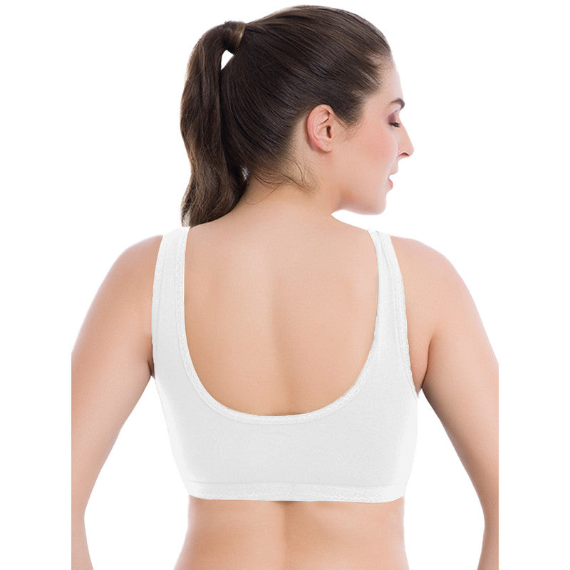 Groversons Paris Beauty Women's Non-Padded Non-Wired Seamed Full Coverage Sports Bra (BR161-WHITE)