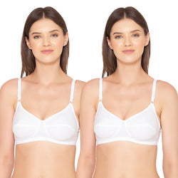 Groversons Paris Beauty Women's Poly Cotton bra ,Non-Padded-Non-Wired Full coverage bra (COMB23-WHITE)