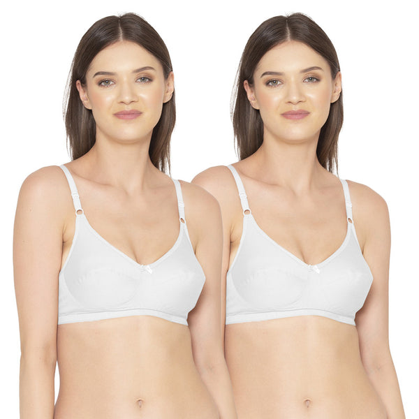 Groversons Paris Beauty Women's Pack Of 2 Non-Padded-Non-Wired Everyday Bra Cotton Bra (COMB40-White)