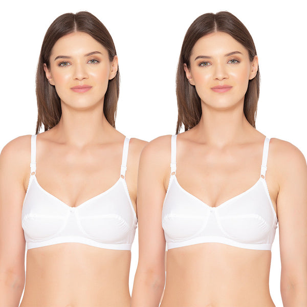 Groversons Paris Beauty Women's Poly Cotton bra ,Non-Padded-Non-Wired Full coverage bra (COMB23-WHITE)