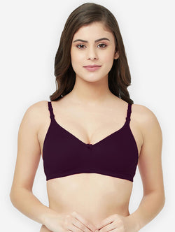 Groversons Paris Beauty women's Non Padded Non Wired Full Coverage Cotton Bra (BR194- WINE)