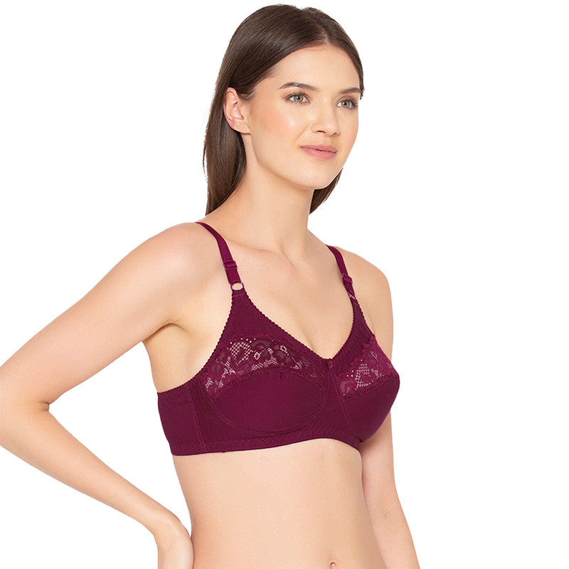 Groversons Paris Beauty  Women’s cotton, full coverage, non-padded, non-wired bra (BR001-WINE)