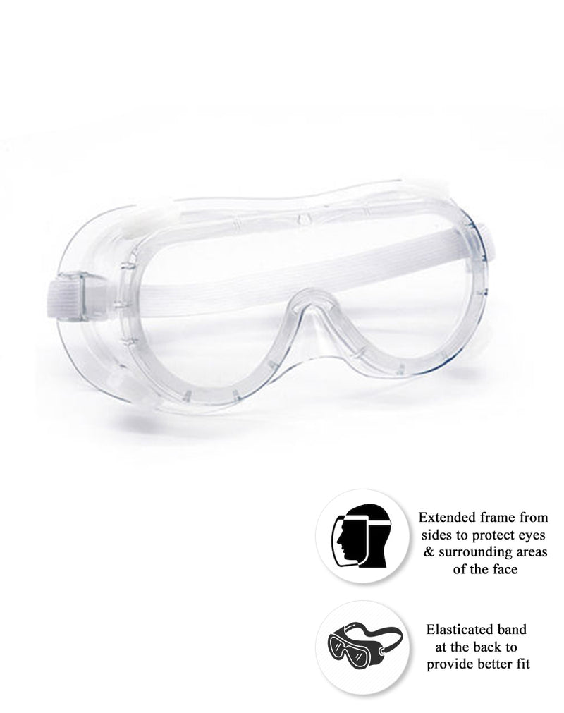 Protective Eye Wear Safety Goggles with Elasticized Head Band (Pack of 50)