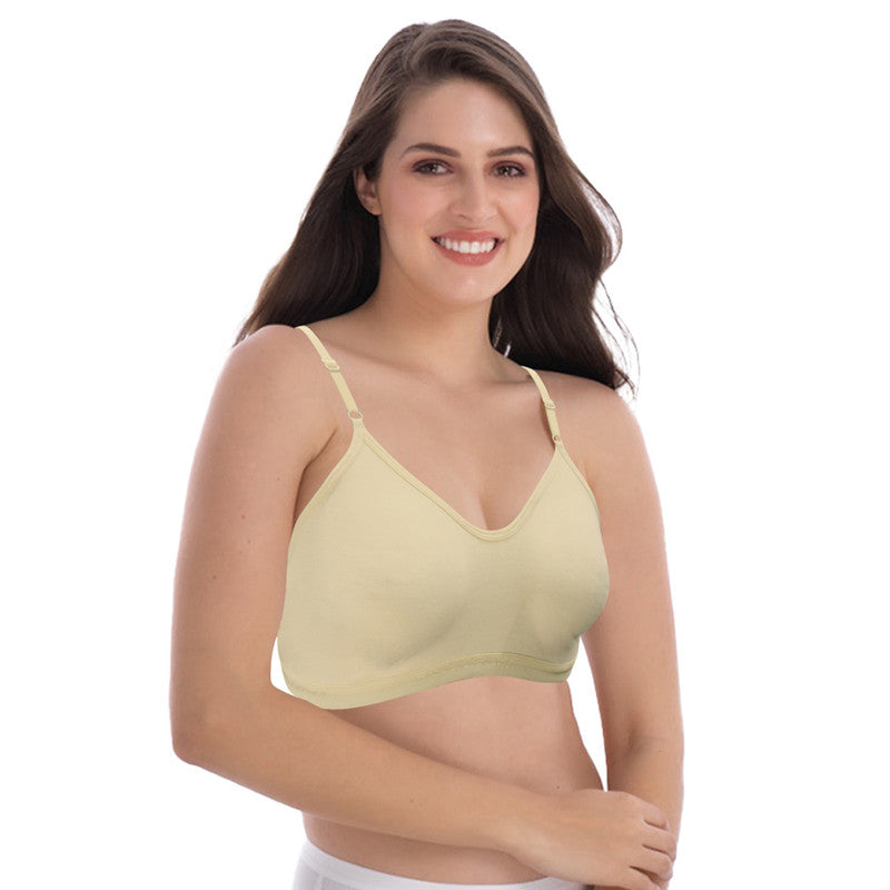 Groversons Paris Beauty Women's Non-Padded Non-Wired Seamed Full Coverage Sports Bra (BR166-SKIN)