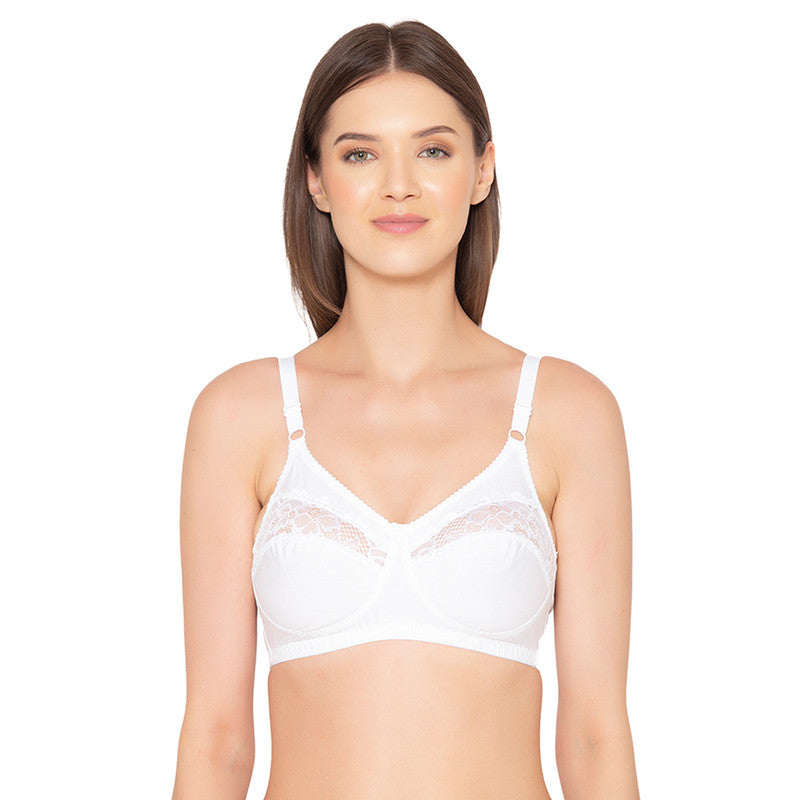Groversons Paris Beauty  Women’s cotton, full coverage, non-padded, non-wired bra (COMB02-WHITE & ROSE)